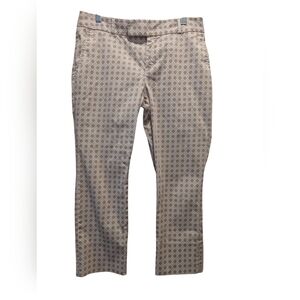 Banana Republic Tan Beige White Lattice Print Spring Trouser Pants Size 4 *NWOT